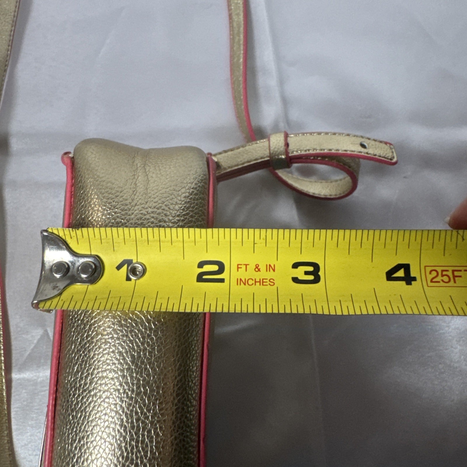 Lilly Pulitzer Metallic Gold Crossbody Bag With Pink Trim