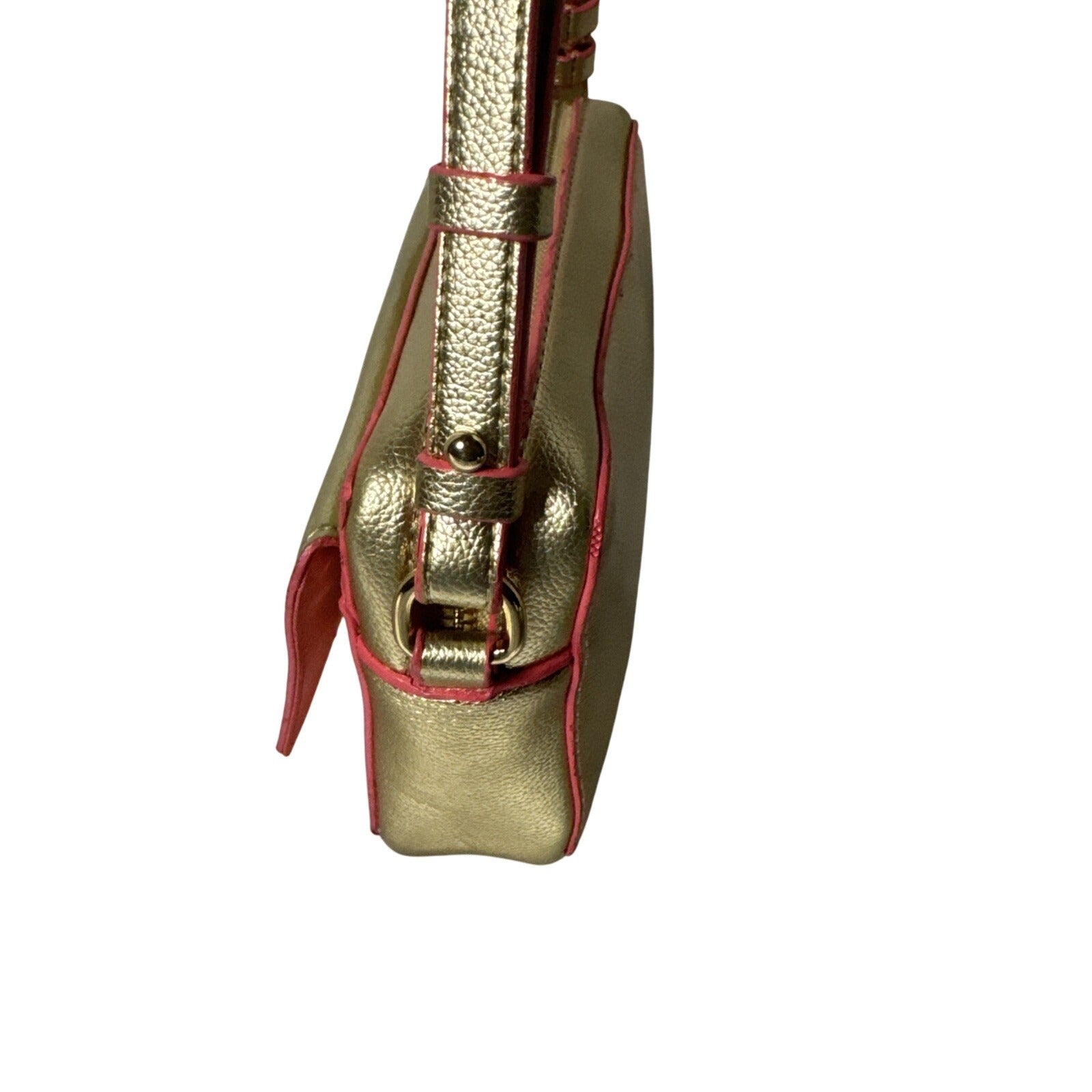 Lilly Pulitzer Metallic Gold Crossbody Bag With Pink Trim