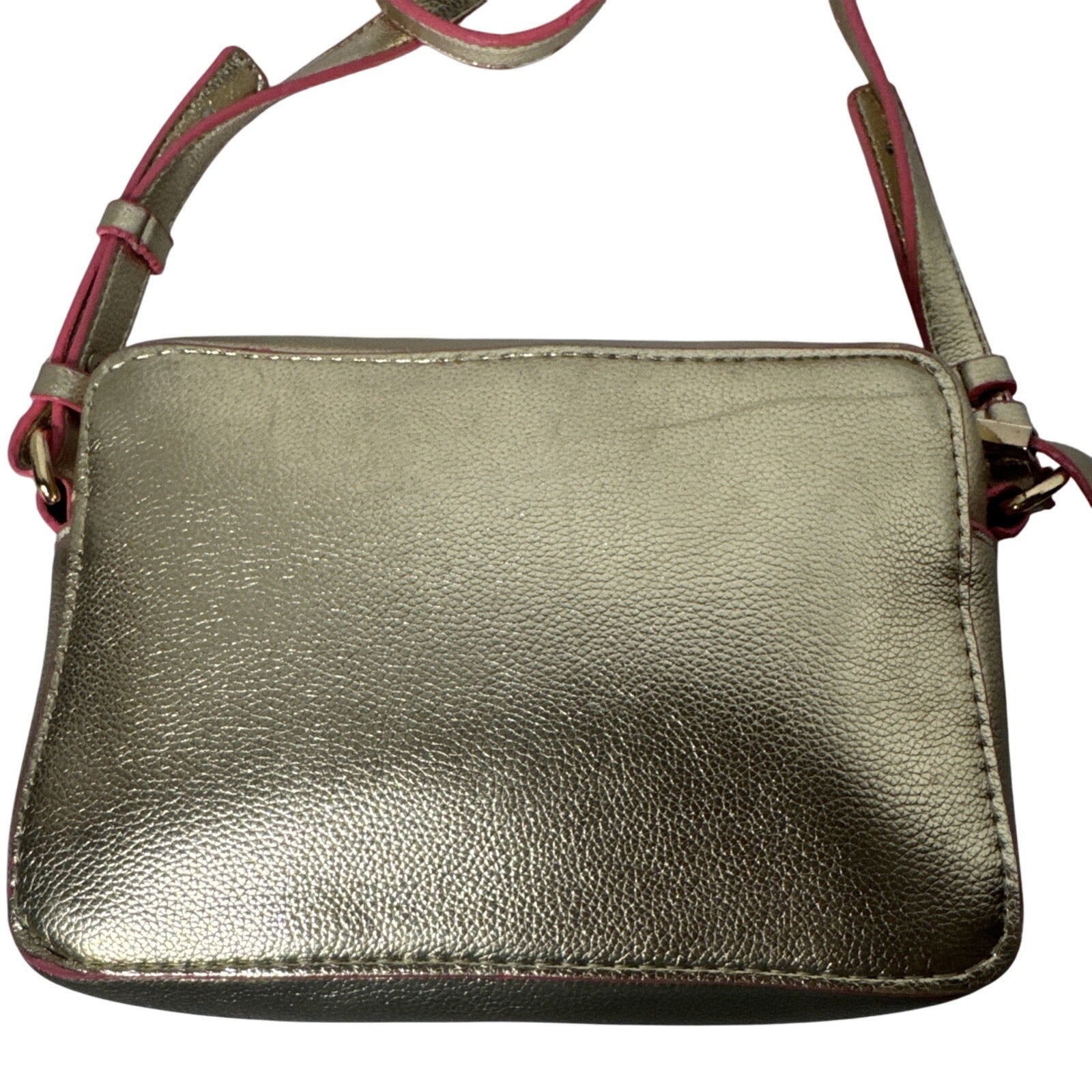 Lilly Pulitzer Metallic Gold Crossbody Bag With Pink Trim