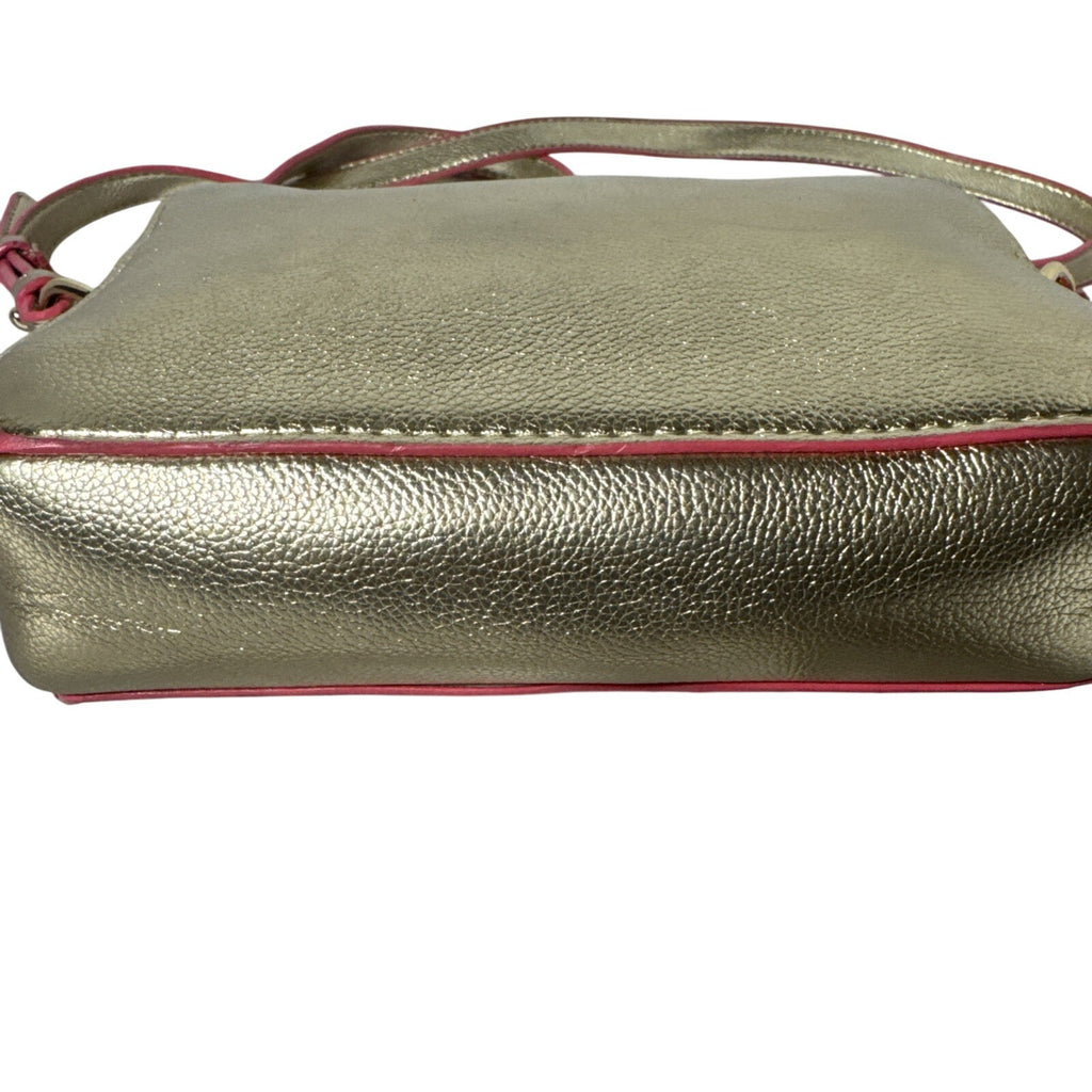 Lilly Pulitzer Metallic Gold Crossbody Bag With Pink Trim