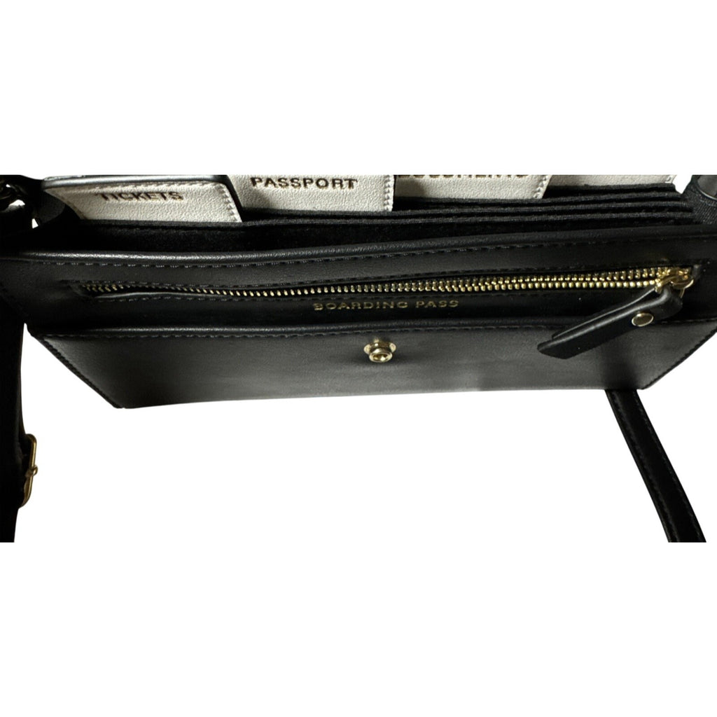 Aldo Black Crossbody Bag W/Embroidered Heart Eye, Rose Design Gold Hardware