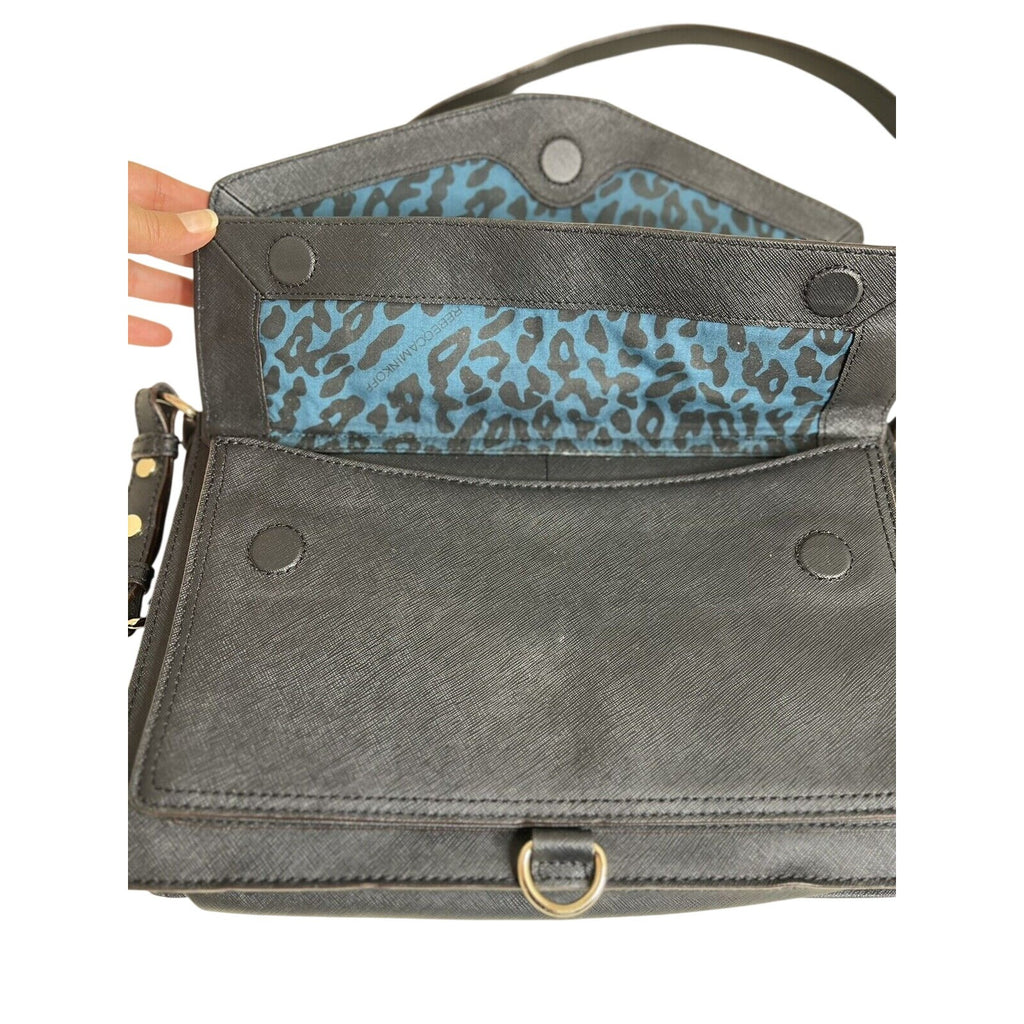 Rebecca Minkoff Black Leather Crossbody Bag W/Gold Hardware