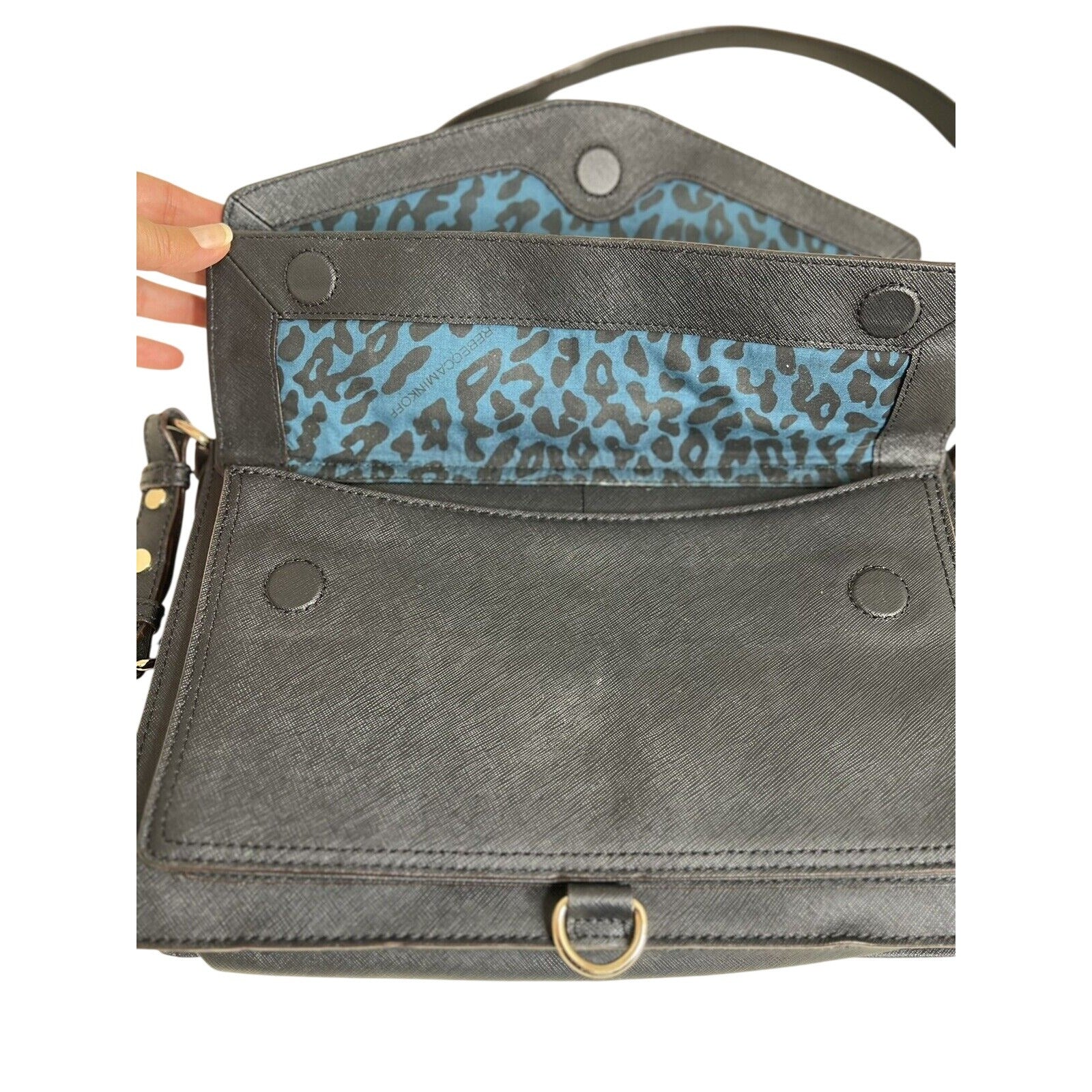 Rebecca Minkoff Black Leather Crossbody Bag W/Gold Hardware