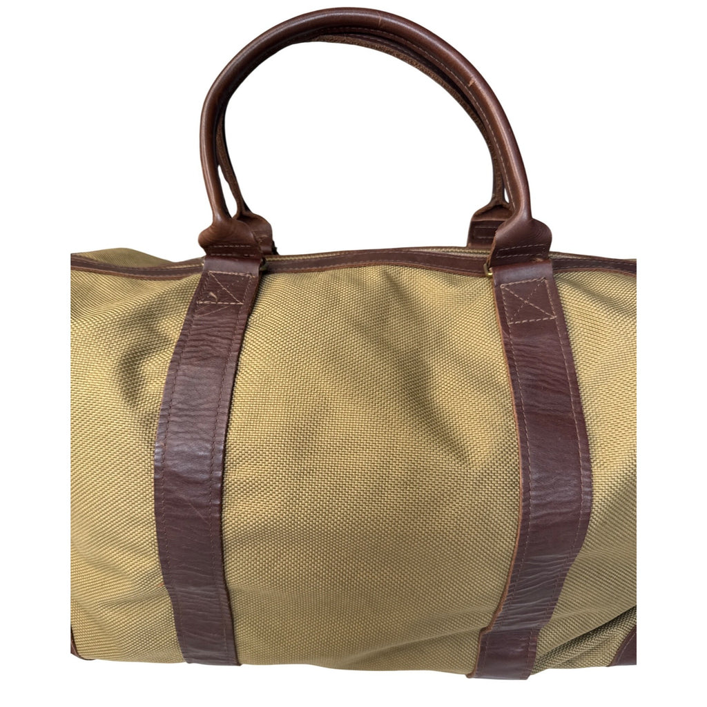 VCP Vintage-Style Canvas Duffel Bag With Brown Leather Trim & Adjustable Strap Large
