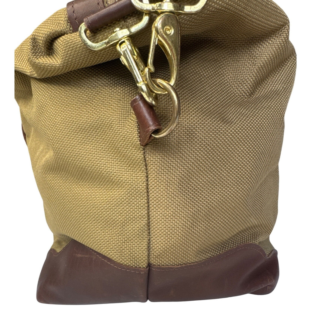 VCP Vintage-Style Canvas Duffel Bag With Brown Leather Trim & Adjustable Strap Large