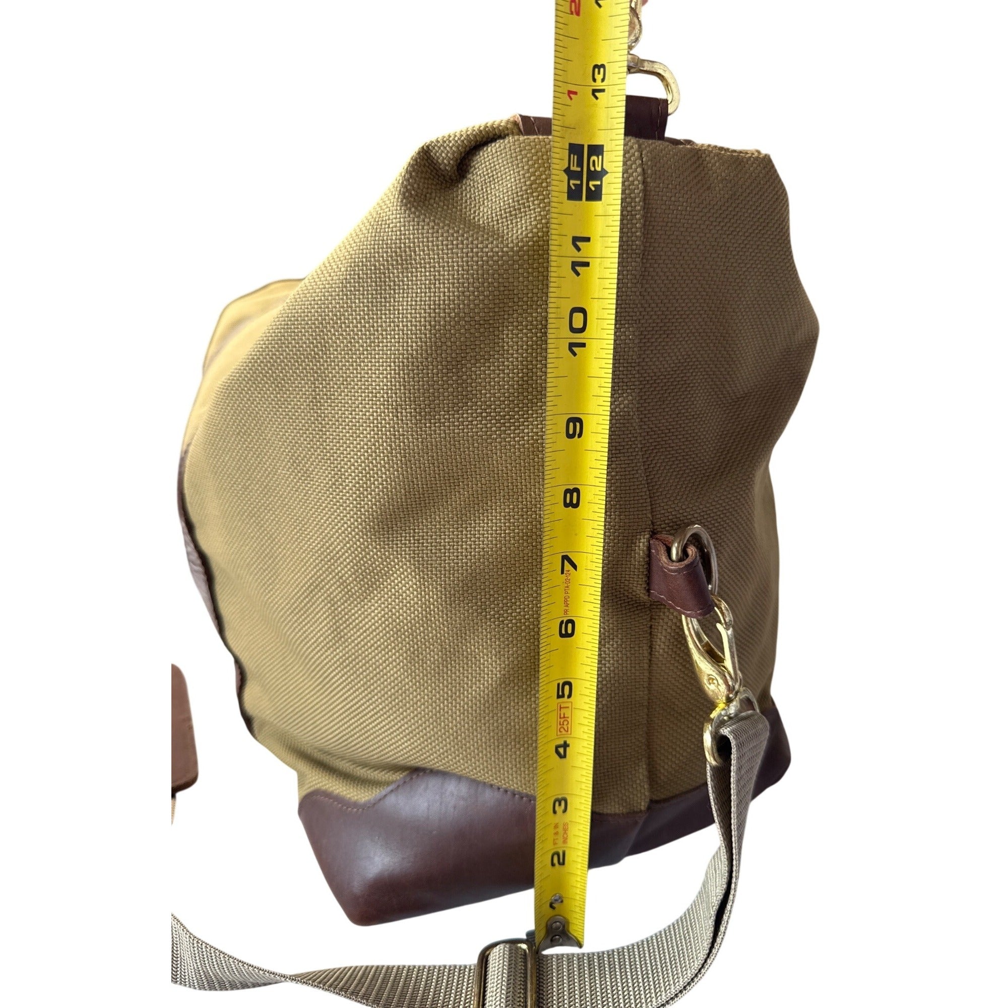 VCP Vintage-Style Canvas Duffel Bag With Brown Leather Trim & Adjustable Strap Large