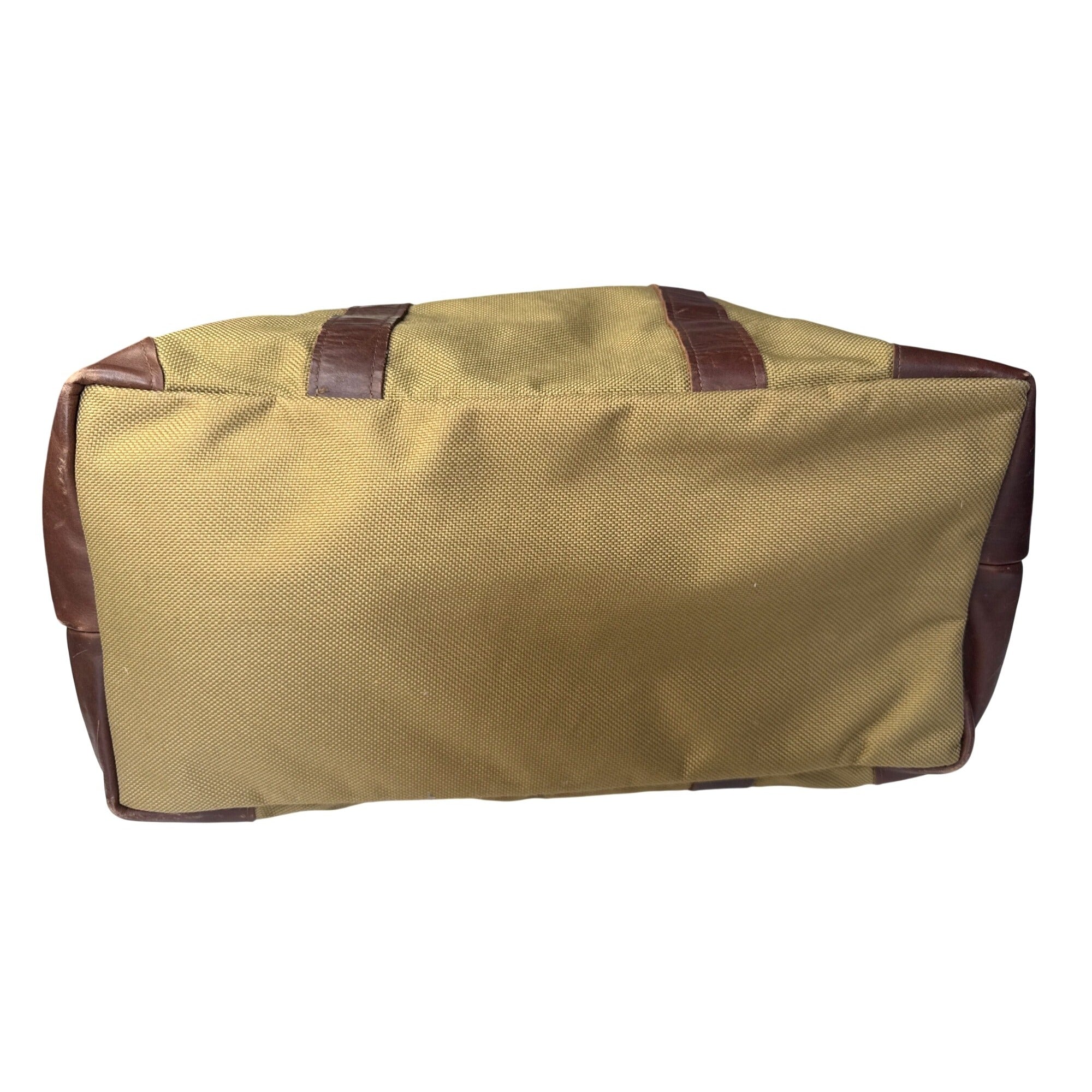 VCP Vintage-Style Canvas Duffel Bag With Brown Leather Trim & Adjustable Strap Large