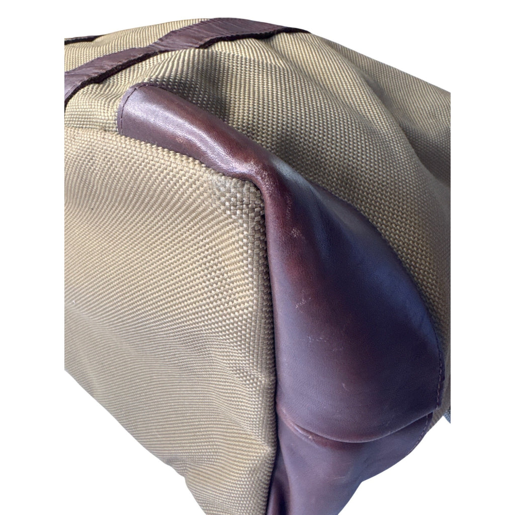 VCP Vintage-Style Canvas Duffel Bag With Brown Leather Trim & Adjustable Strap Large
