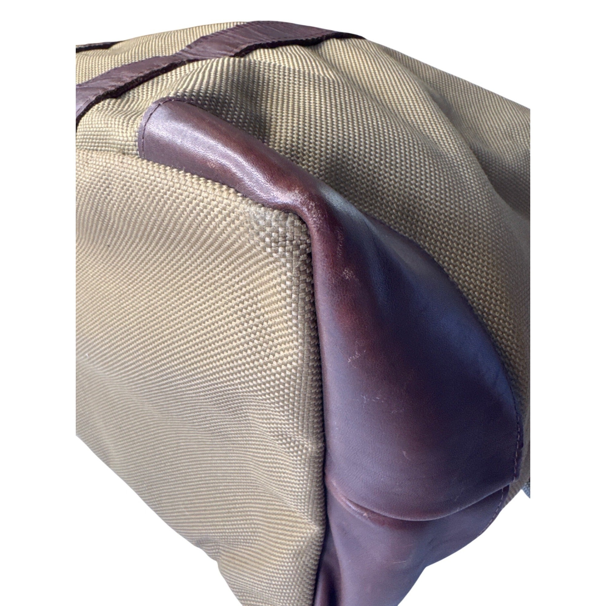 VCP Vintage-Style Canvas Duffel Bag With Brown Leather Trim & Adjustable Strap Large