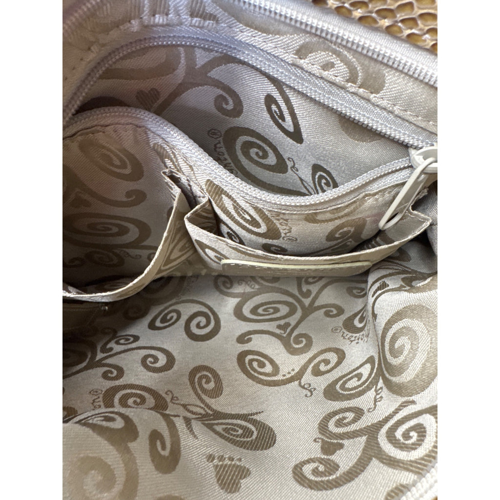 Brighton Snake Print Crossbody Bag With Heart Charm & Adjustable Strap