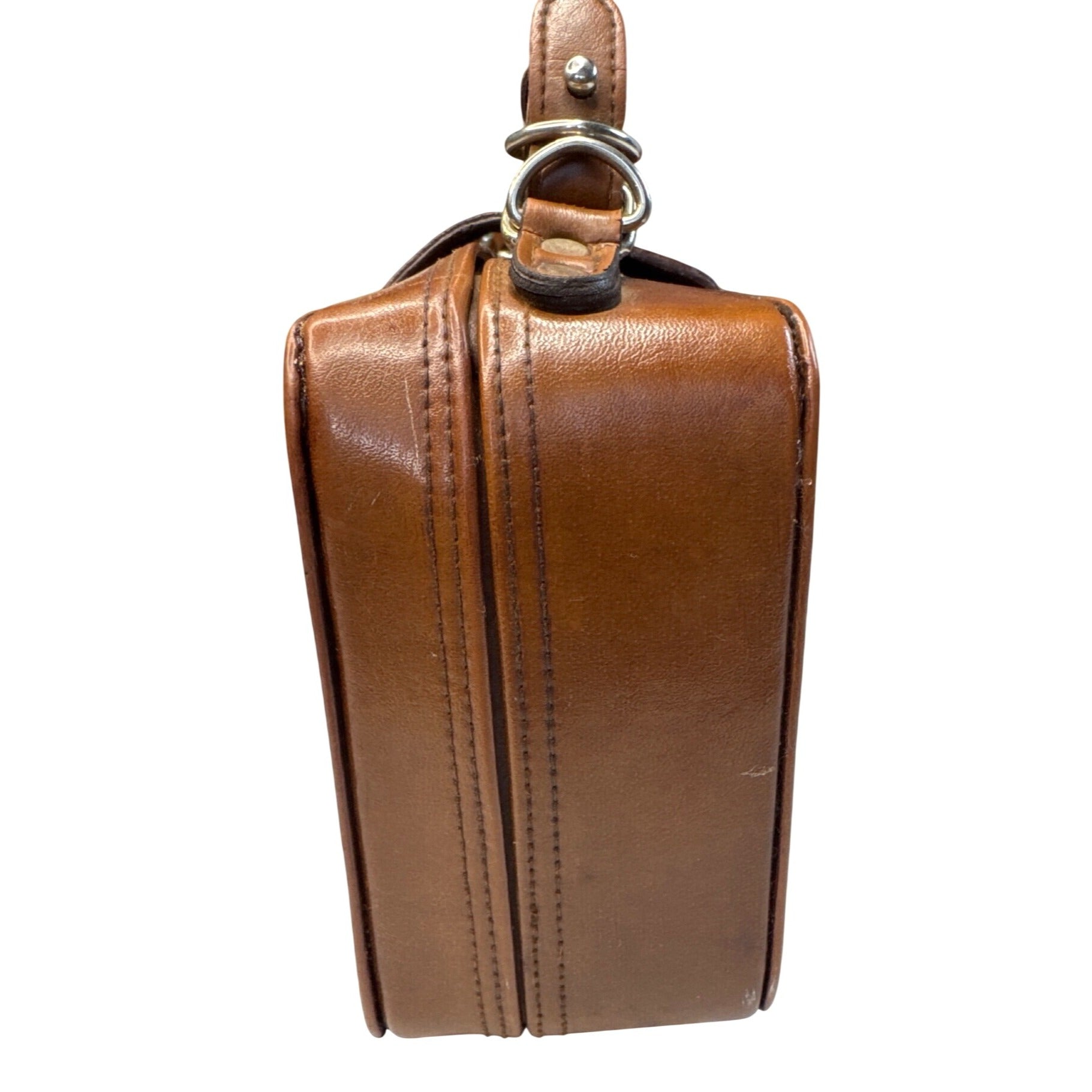 Polo Ralph Lauren Brown Leather Handbag With Gold Hardware & Top Handle