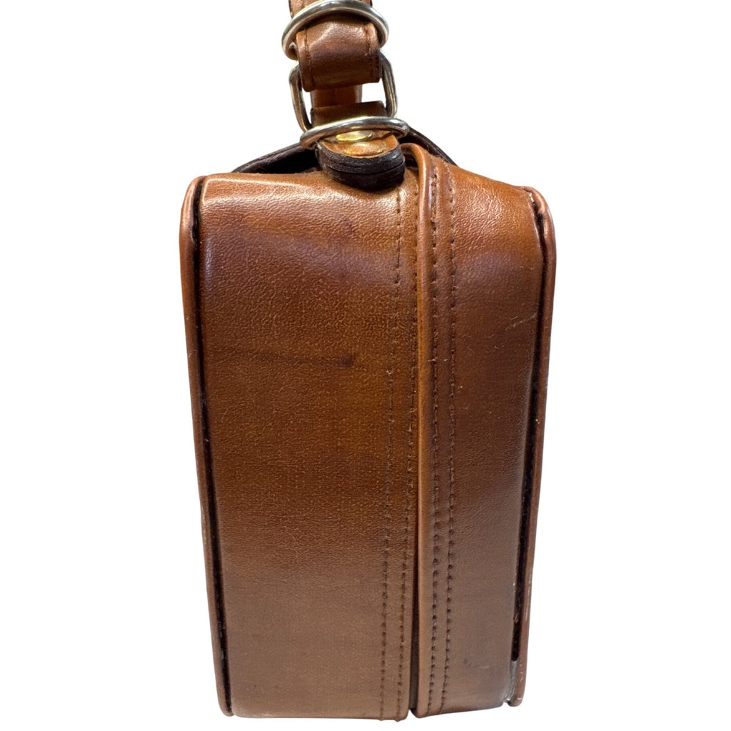 Polo Ralph Lauren Brown Leather Handbag With Gold Hardware & Top Handle