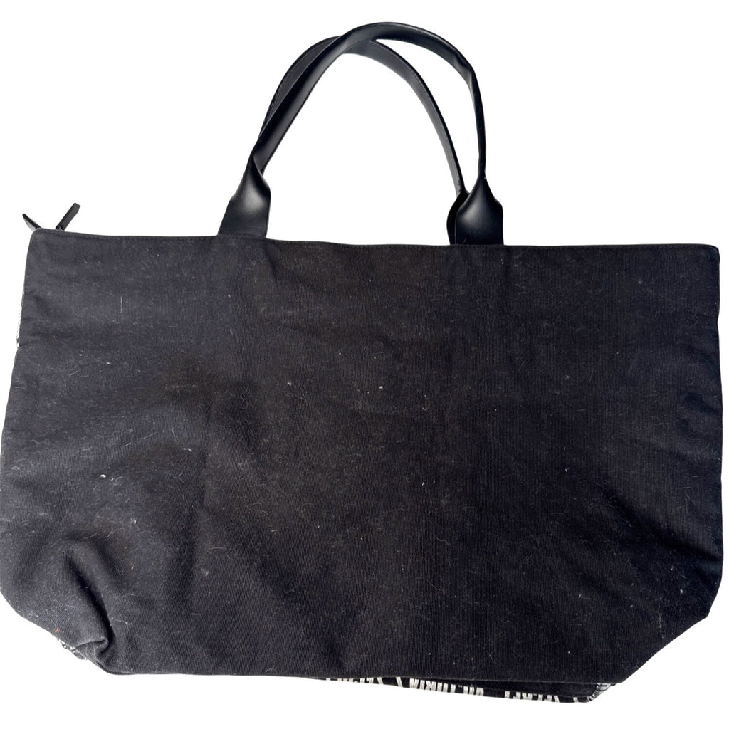 Victorias Secret Large Sequin Tote Bag Black & Silver With Zip Closure