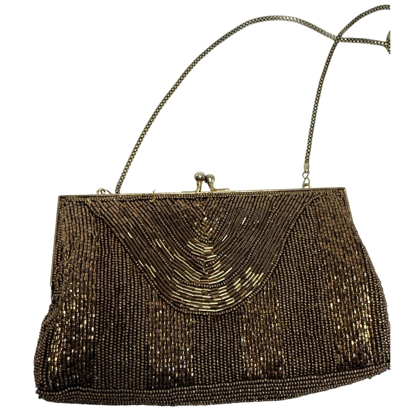 Vintage Magid Handmade in Macu Beaded Evening Purse W/Chain Strap