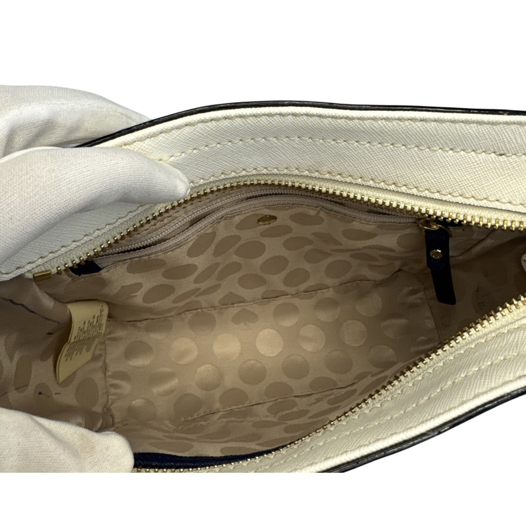 Kate Spade New York Blue & White Crossbody Bag With Gold Zipper