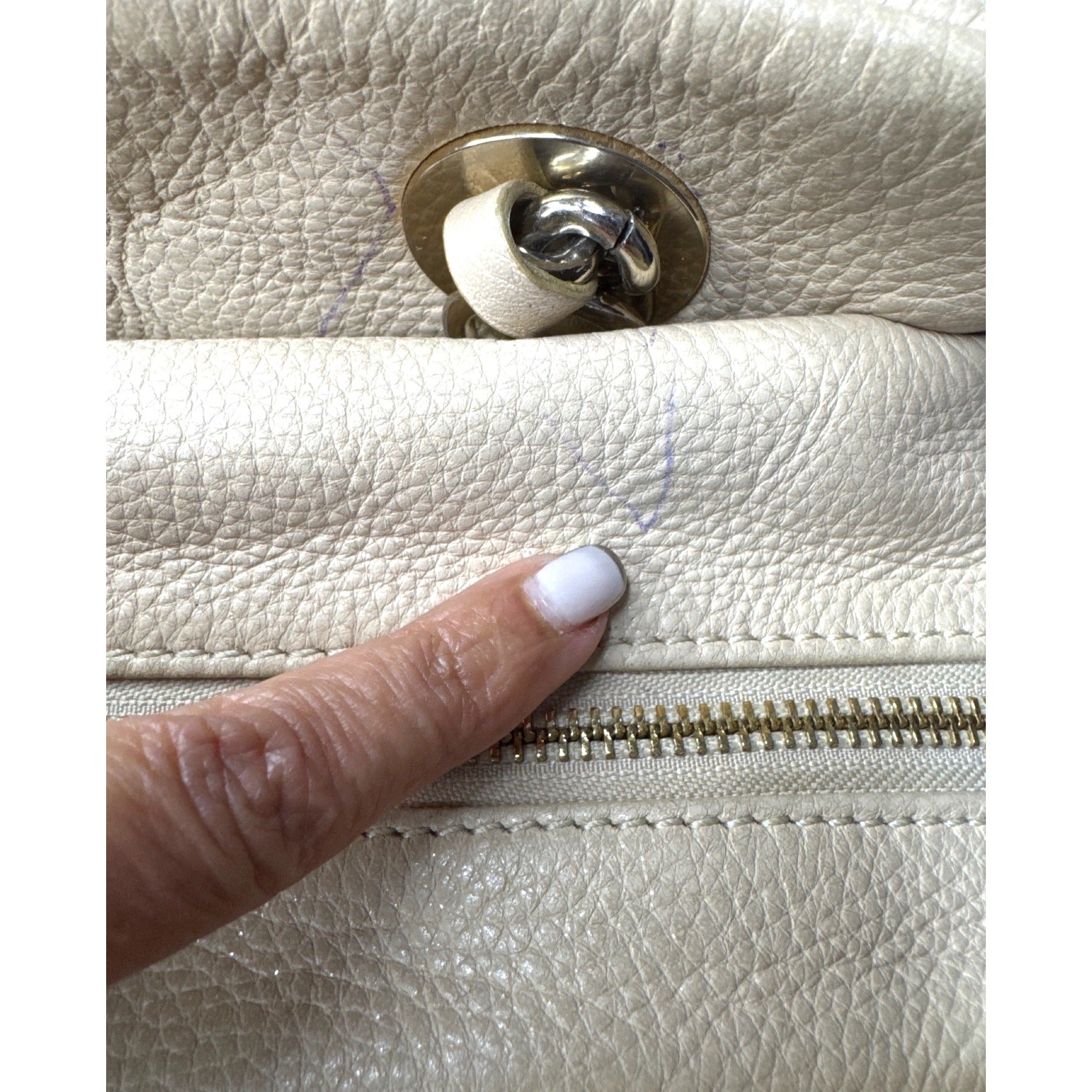 Kate Spade Quilted Beige Leather Shoulder Bag With Chain Straps & Red Scarf Accent - Chic & Functional Everyday Handbag