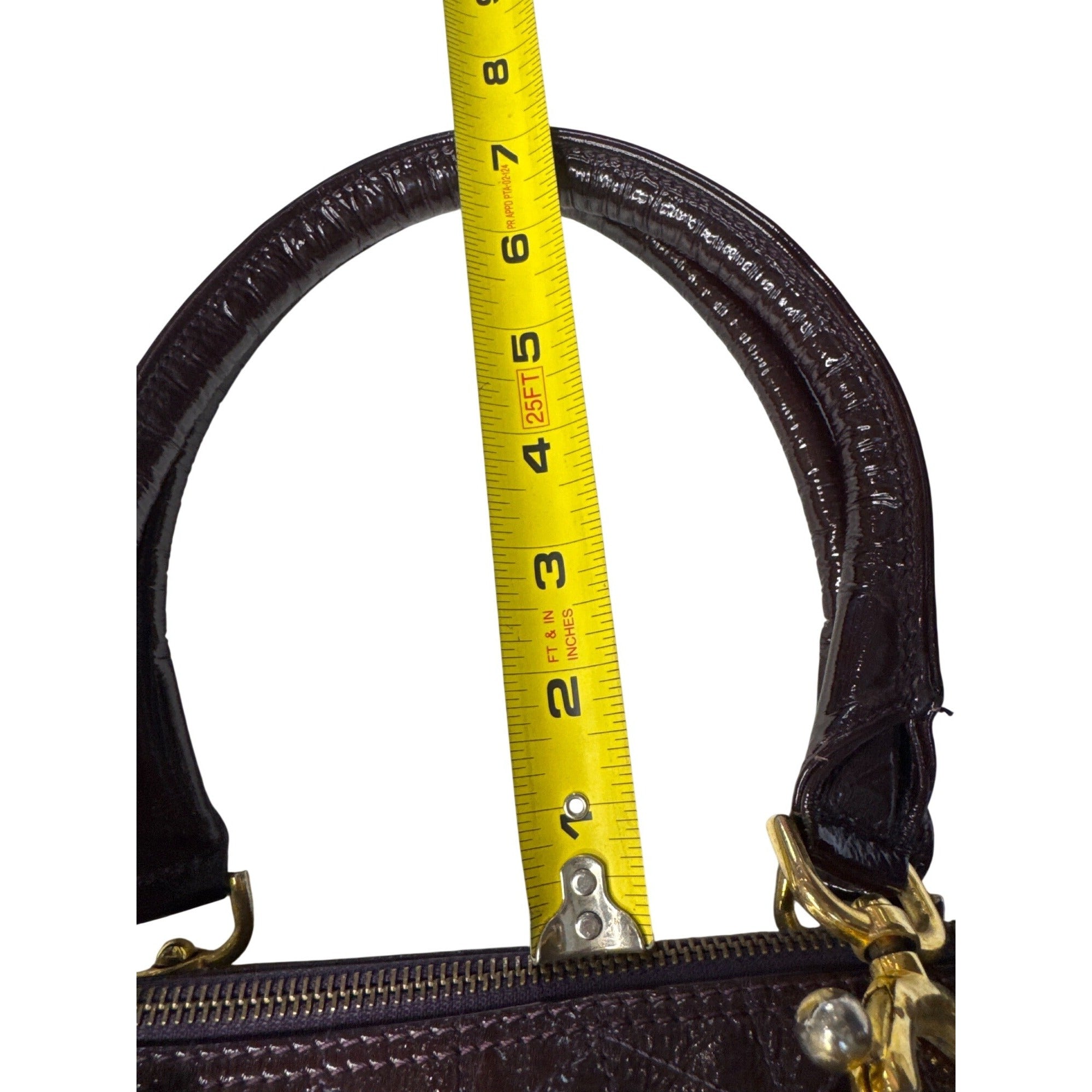 Goldenbleu Burgundy Patent Leather Handbag With Gold-Tone Hardware & Quilted