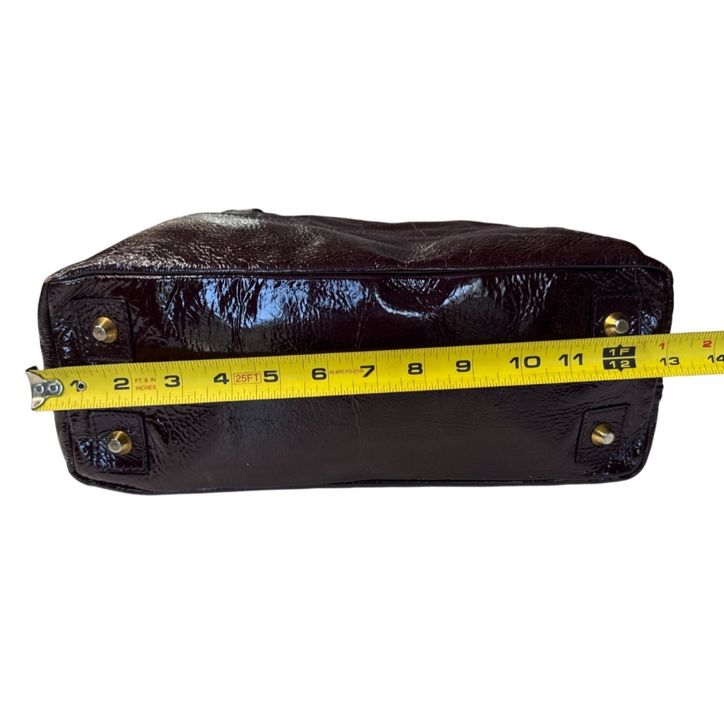 Goldenbleu Burgundy Patent Leather Handbag With Gold-Tone Hardware & Quilted