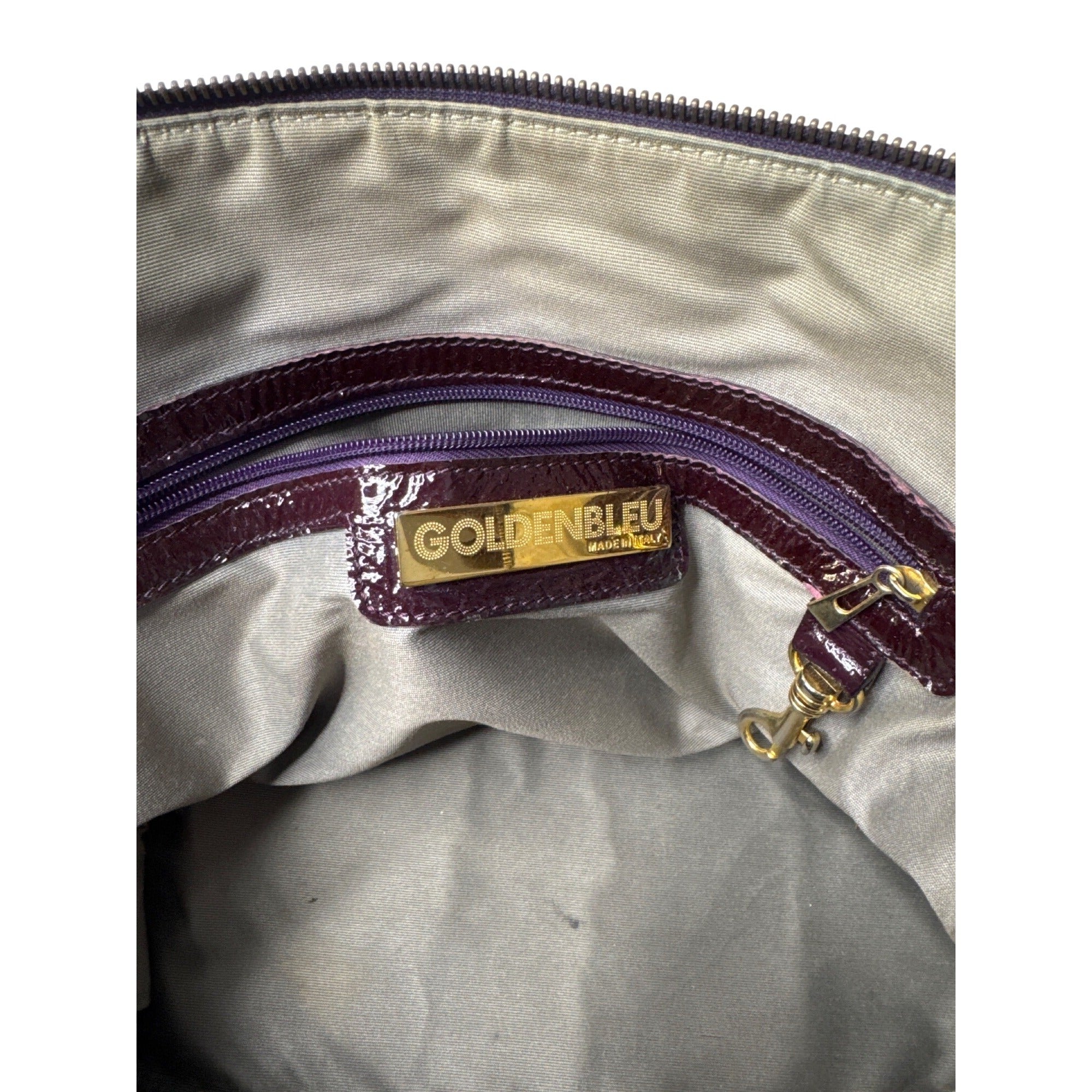 Goldenbleu Burgundy Patent Leather Handbag With Gold-Tone Hardware & Quilted