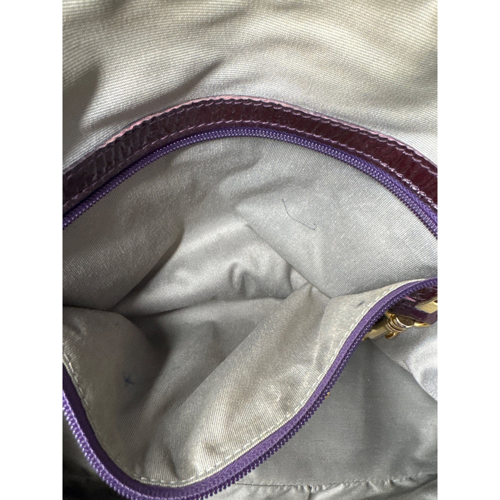 Goldenbleu Burgundy Patent Leather Handbag With Gold-Tone Hardware & Quilted