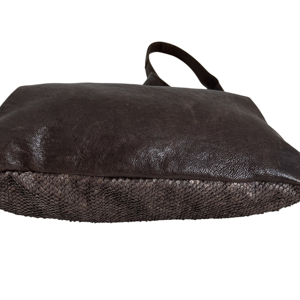 Angellotti Genuine Leather Brown Crossbody Bag Textured Accents & Adjustable