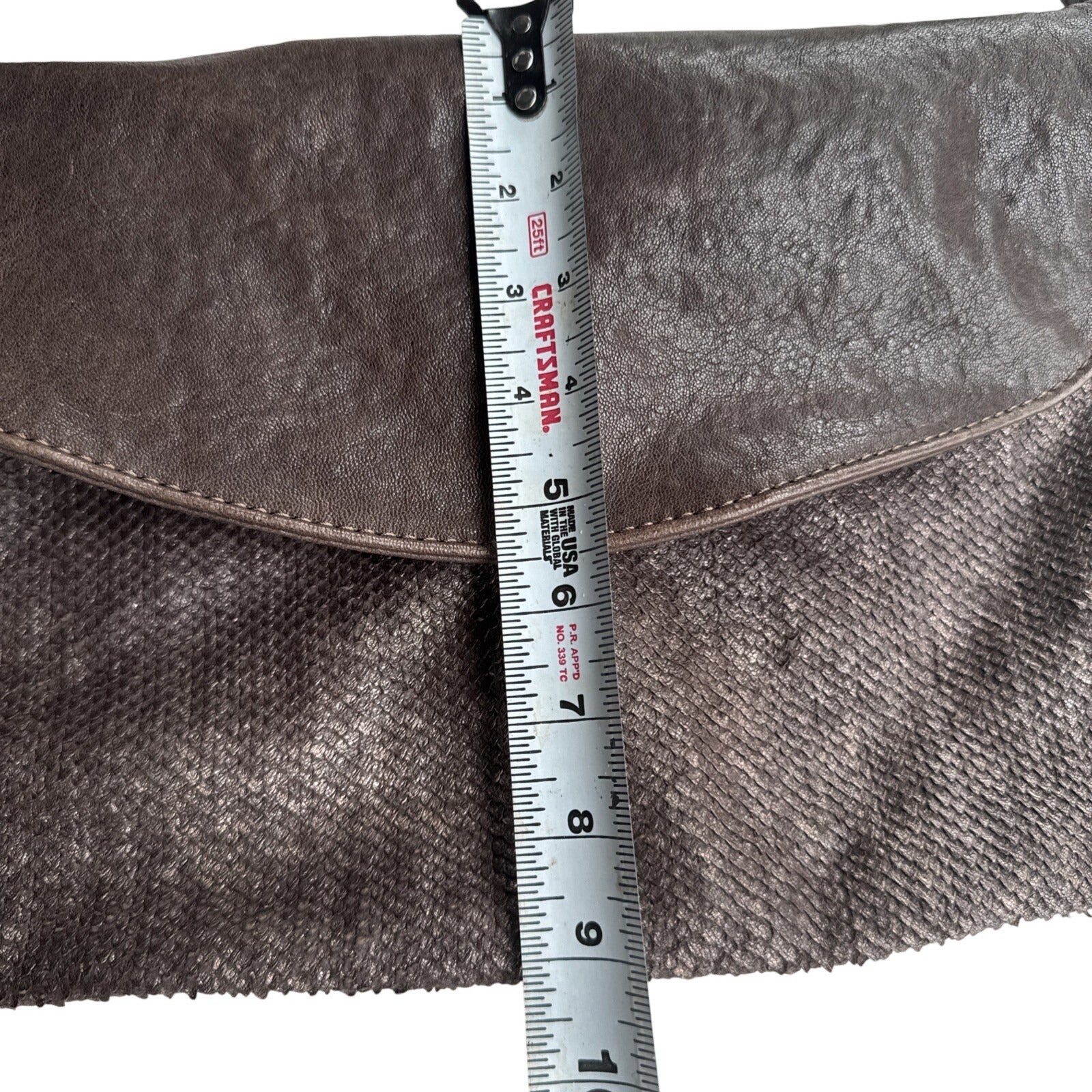 Angellotti Genuine Leather Brown Crossbody Bag Textured Accents & Adjustable