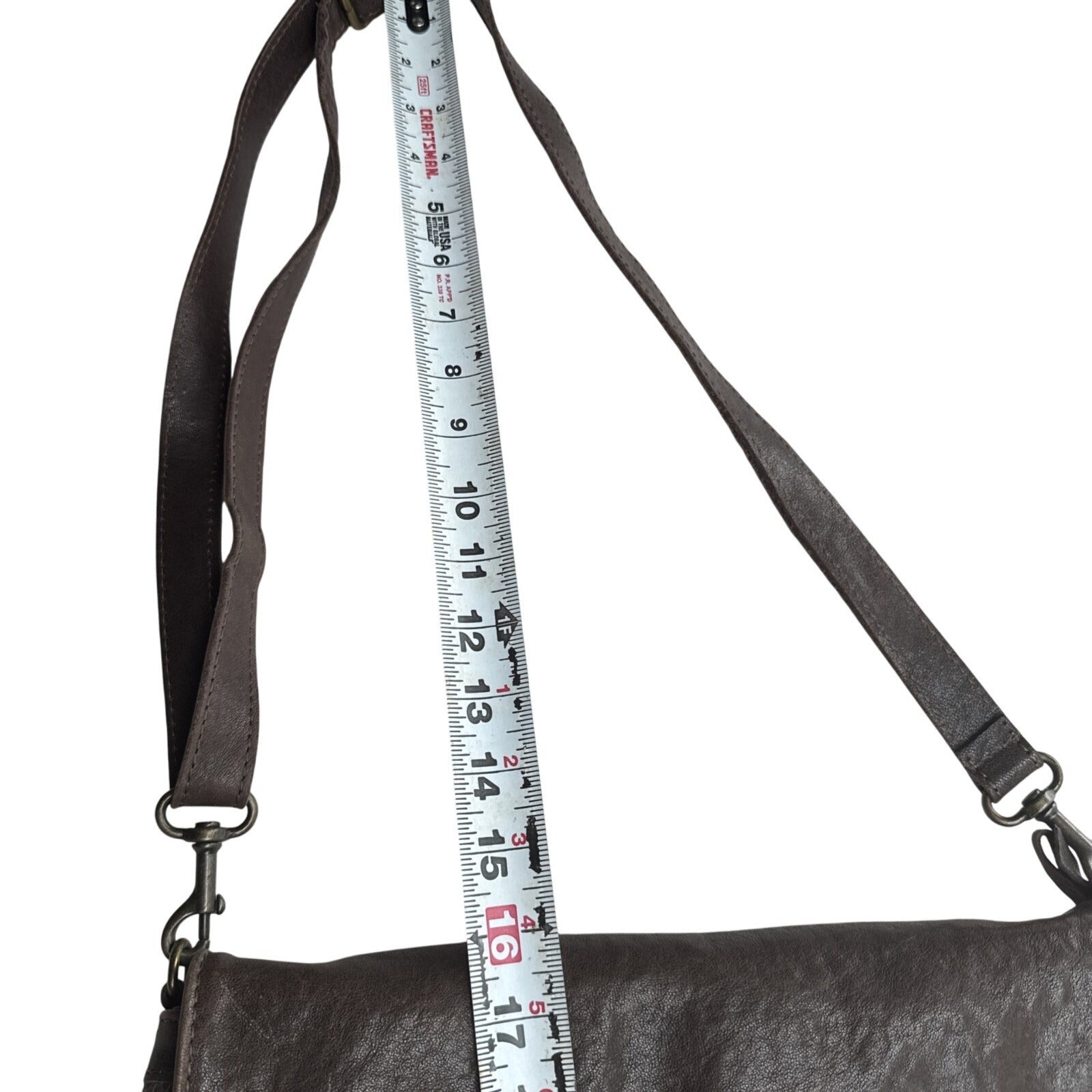 Angellotti Genuine Leather Brown Crossbody Bag Textured Accents & Adjustable