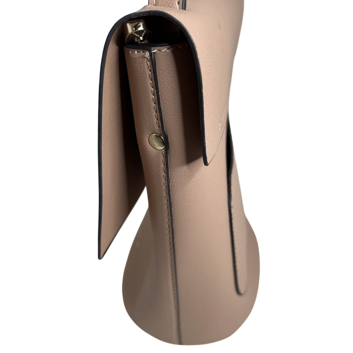 Expressions NYC Beige Faux Leather Crossbody Bag Adjustable Strap Gold-Tone