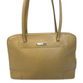 Gucci Beige Leather Tote Bag With Double Handles & Zipper Closure