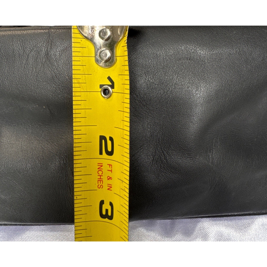 Coach Black Leather Messenger Bag With Adjustable Strap & Zip Pocket