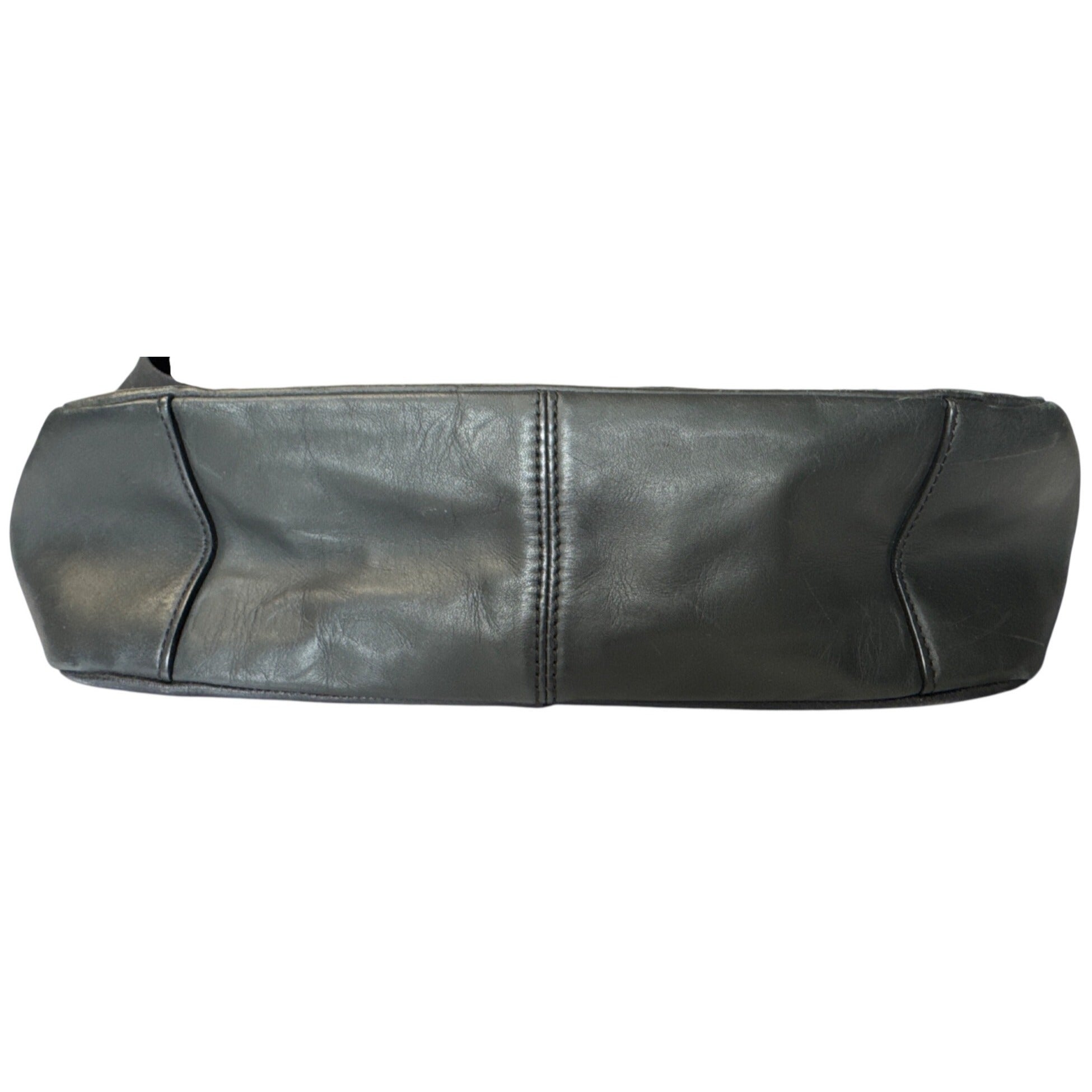 Coach Black Leather Messenger Bag With Adjustable Strap & Zip Pocket