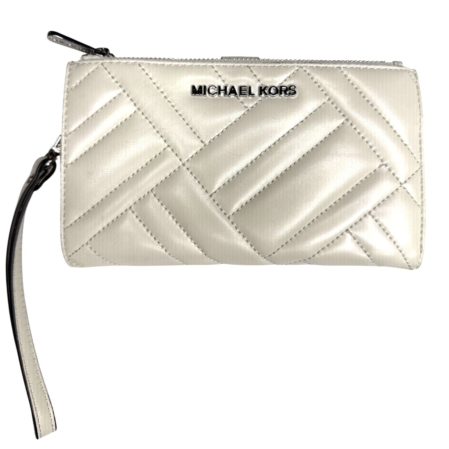 Michael Kors Quilted White Leather Wristlet Wallet
