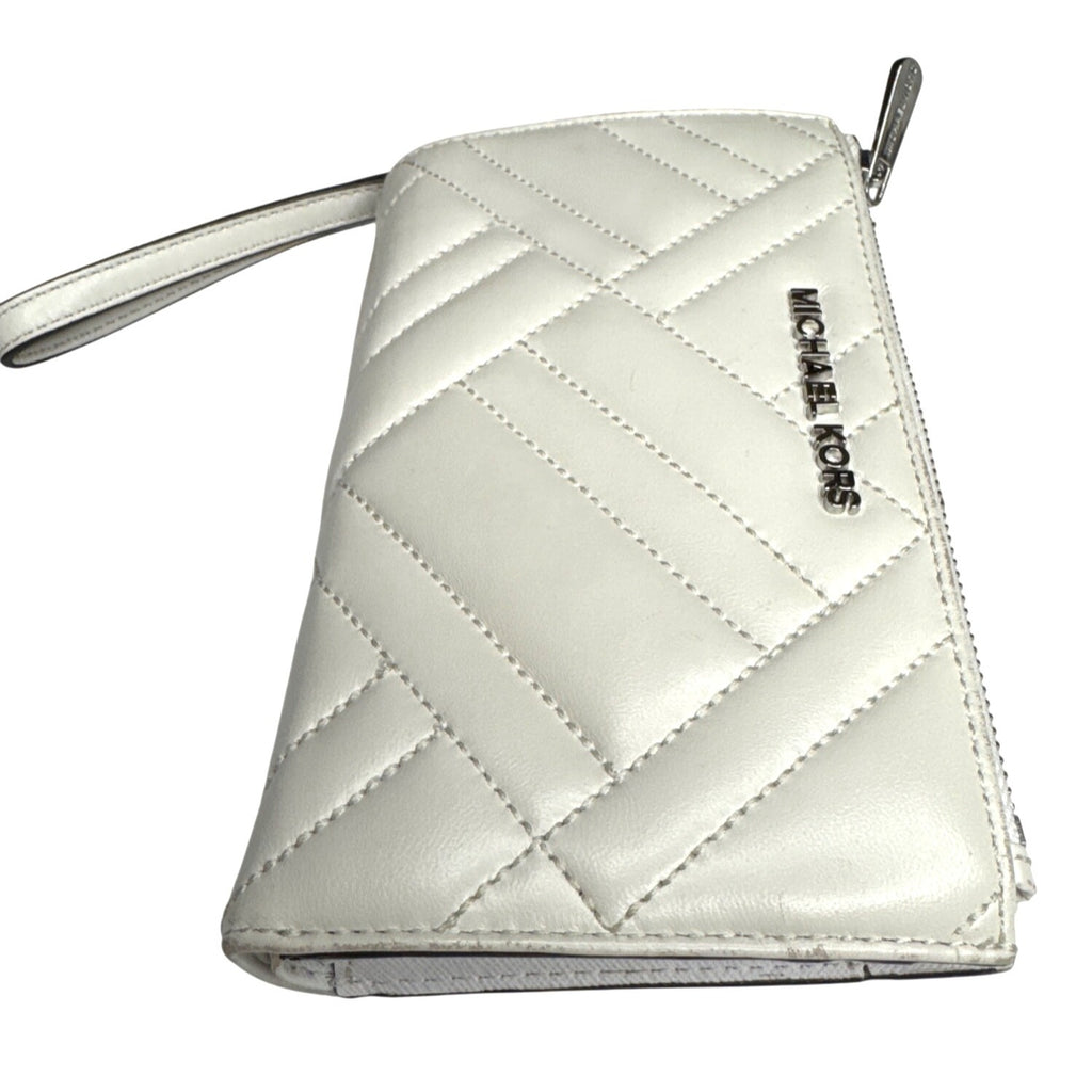Michael Kors Quilted White Leather Wristlet Wallet