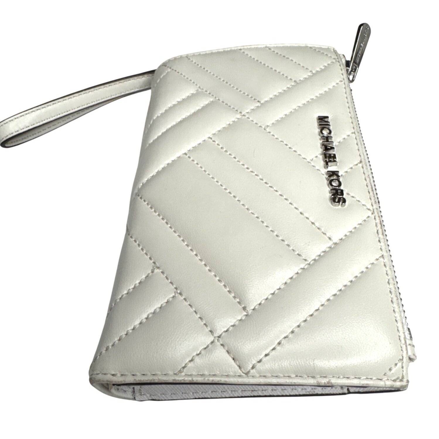 Michael Kors Quilted White Leather Wristlet Wallet