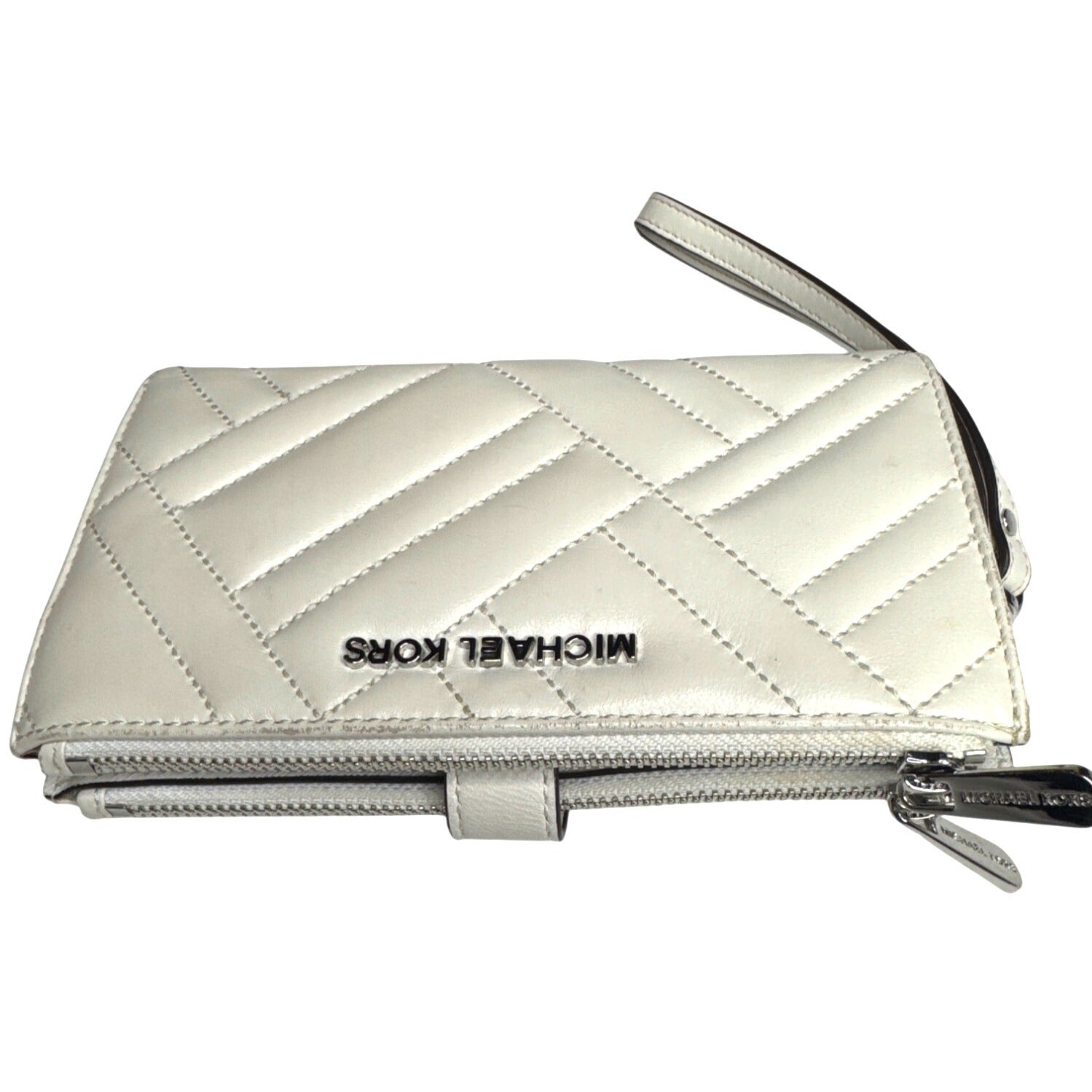 Michael Kors Quilted White Leather Wristlet Wallet