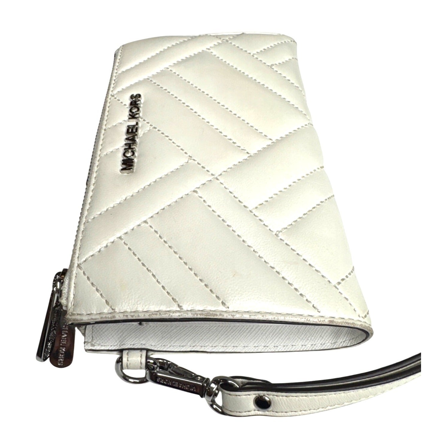 Michael Kors Quilted White Leather Wristlet Wallet