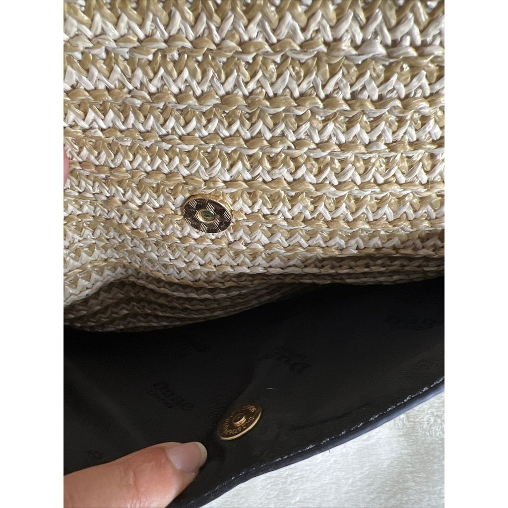 Dune London Straw & Faux Leather Tote Bag