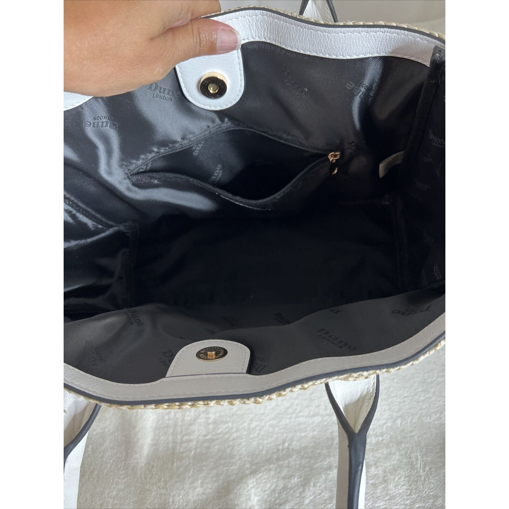 Dune London Straw & Faux Leather Tote Bag