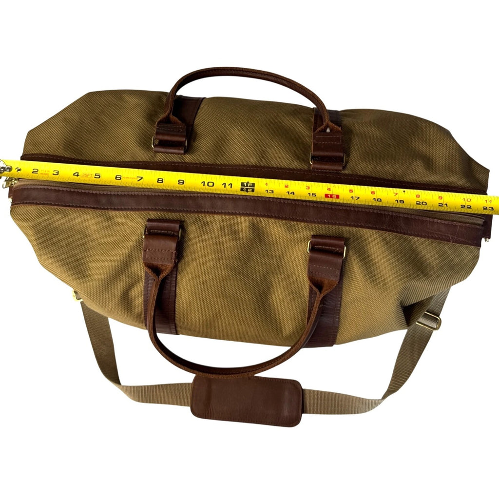 VCP Vintage-Style Canvas Duffel Bag W/Brown Leather Trim & Adjustable Strap L