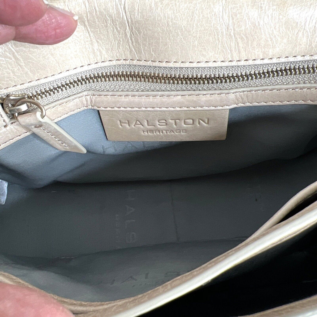 Halston Heritage Beige Leather Crossbody Bag