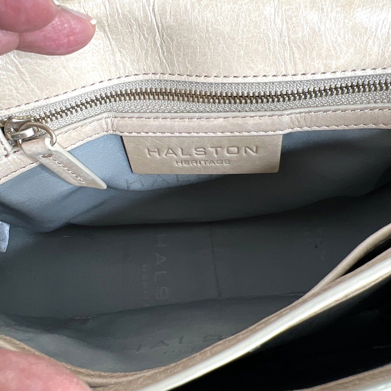 Halston Heritage Beige Leather Crossbody Bag