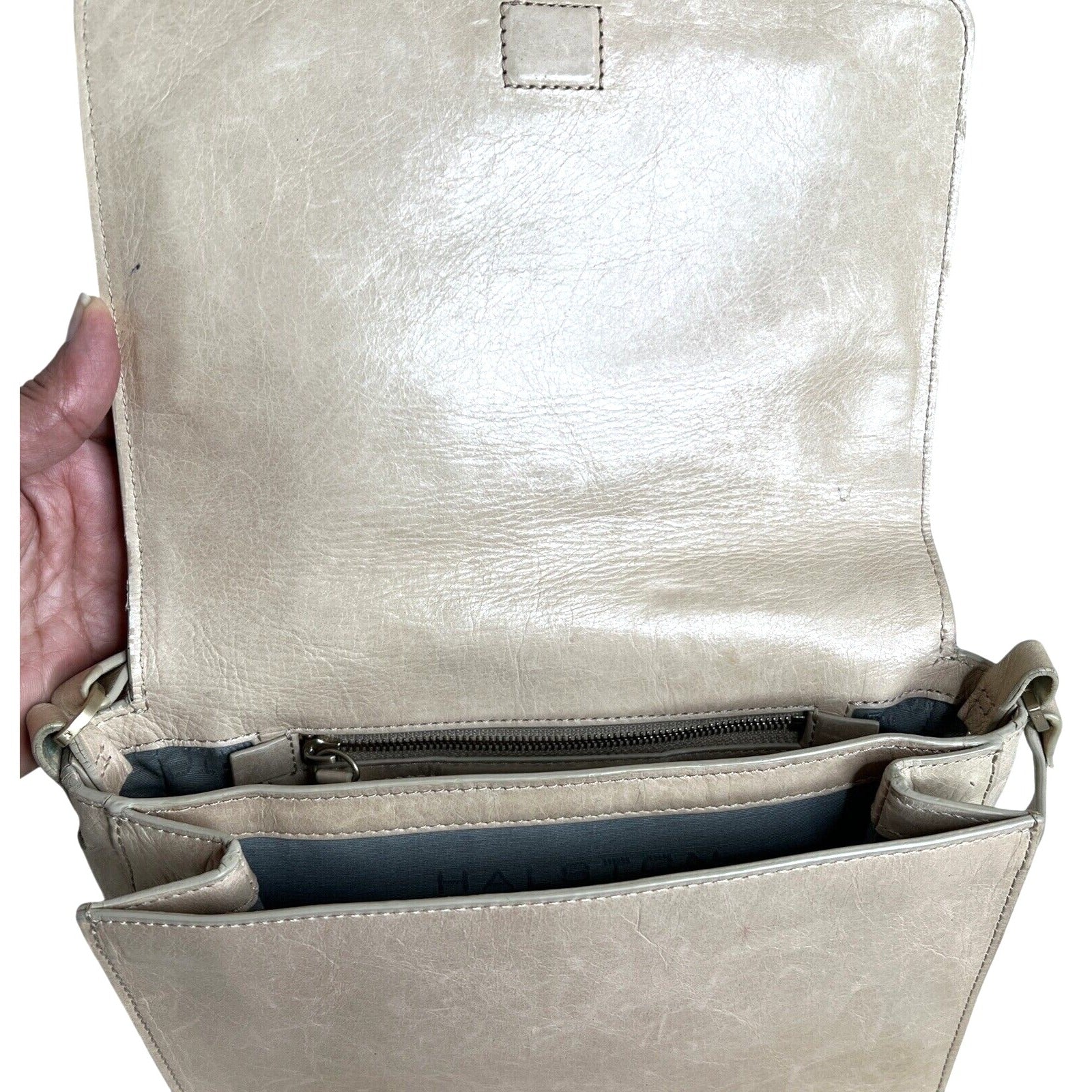 Halston Heritage Beige Leather Crossbody Bag