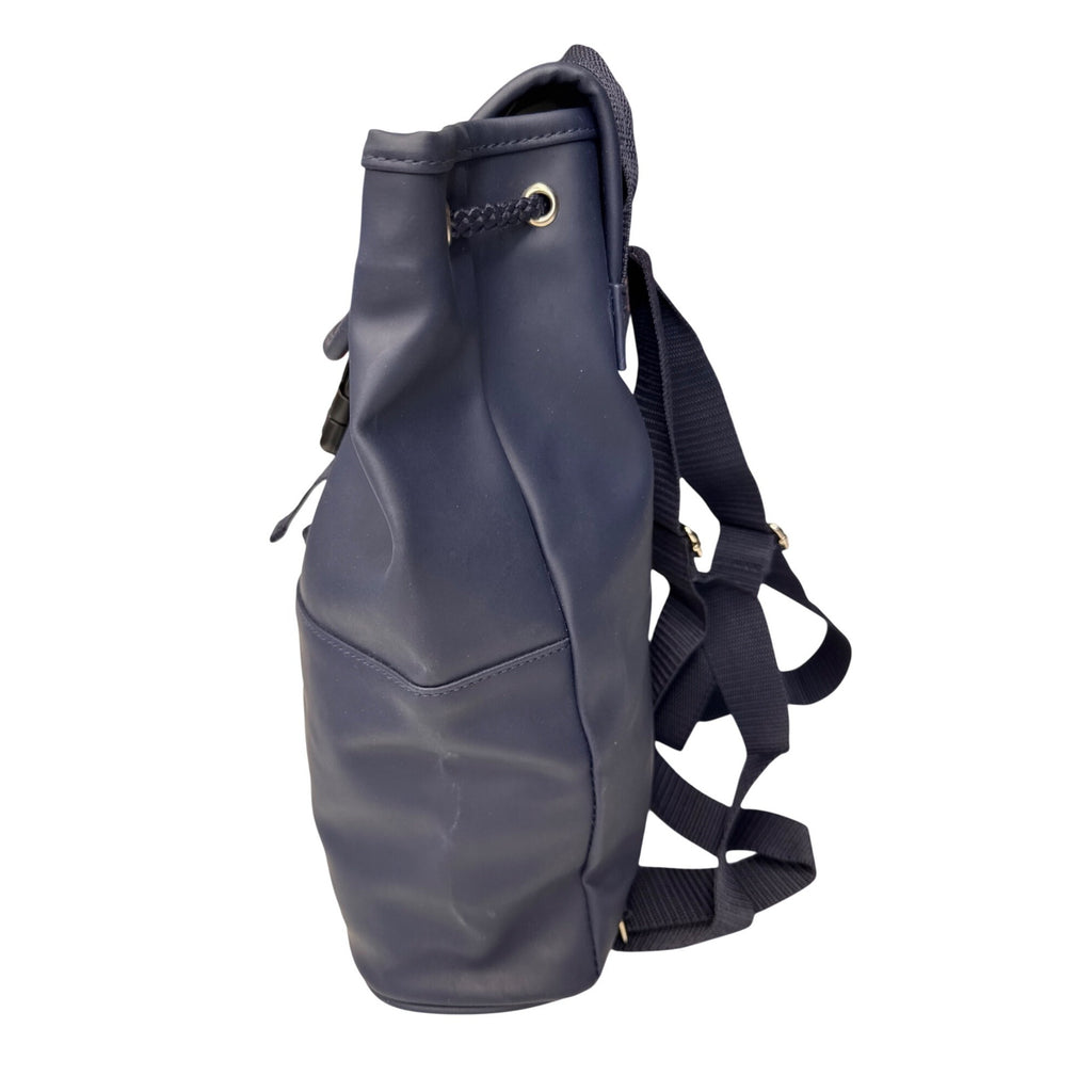 Ralph Lauren Navy Blue Mini Backpack With Adjustable Straps Drawstring Closure & Front Buckle For Everyday Use Or Travel