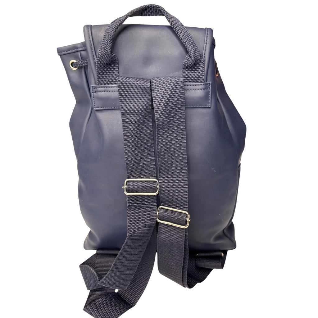 Ralph Lauren Navy Blue Mini Backpack With Adjustable Straps Drawstring Closure & Front Buckle For Everyday Use Or Travel