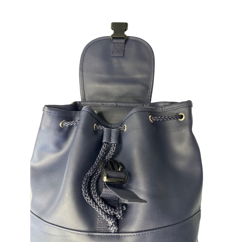 Ralph Lauren Navy Blue Mini Backpack With Adjustable Straps Drawstring Closure & Front Buckle For Everyday Use Or Travel