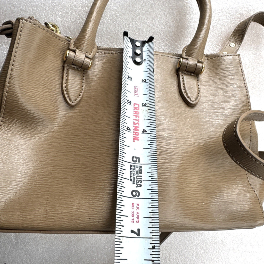 Ralph Lauren Beige Faux Leather Crossbody Bag With Dual-Zip Compartments