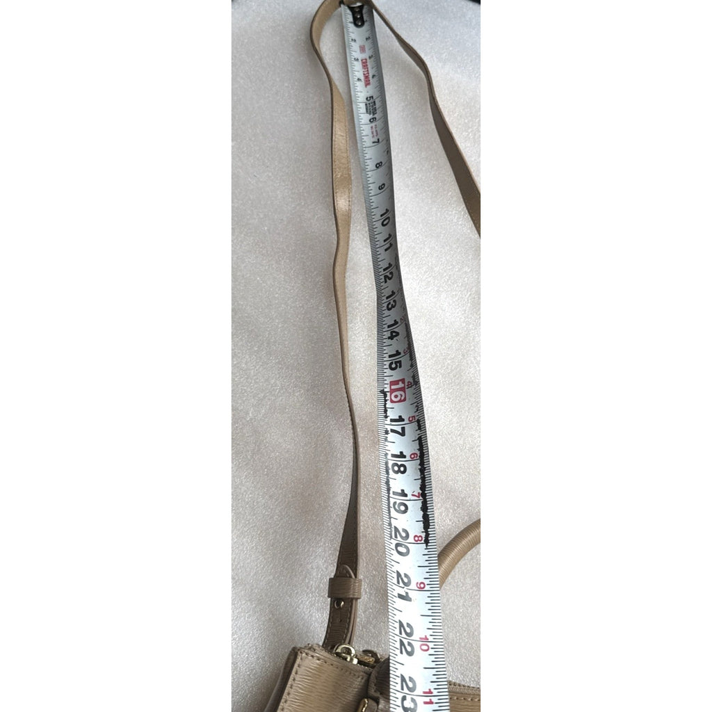 Ralph Lauren Beige Faux Leather Crossbody Bag With Dual-Zip Compartments