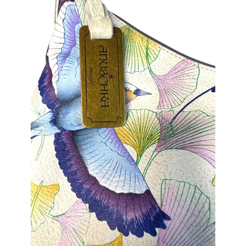 Anushka Hand-Painted Leather Hobo Bag With Adjustable Strap & Bird Design