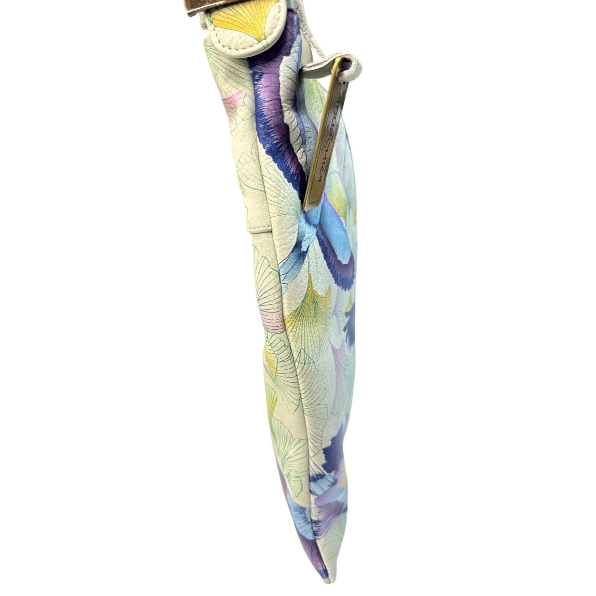 Anushka Hand-Painted Leather Hobo Bag With Adjustable Strap & Bird Design