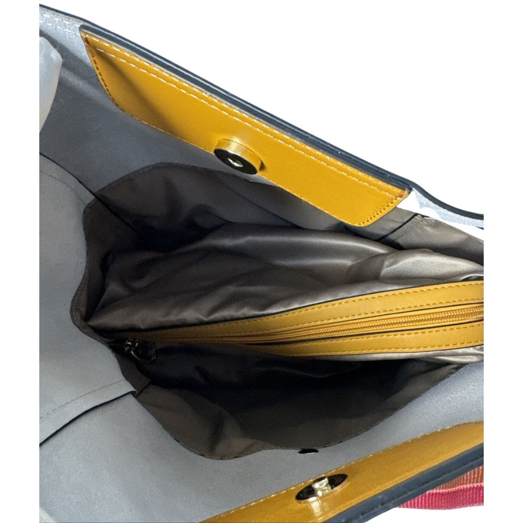 Bostanten Cream & Tan Tote Bag With Colorful Strap & Insert